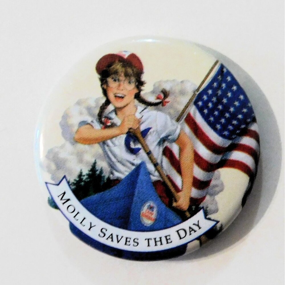 American Girl Molly Saves The Day 1995 Pinback Button Patriotic Vintage